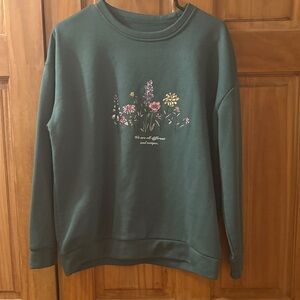 SHEIN Green Floral Sweatshirt